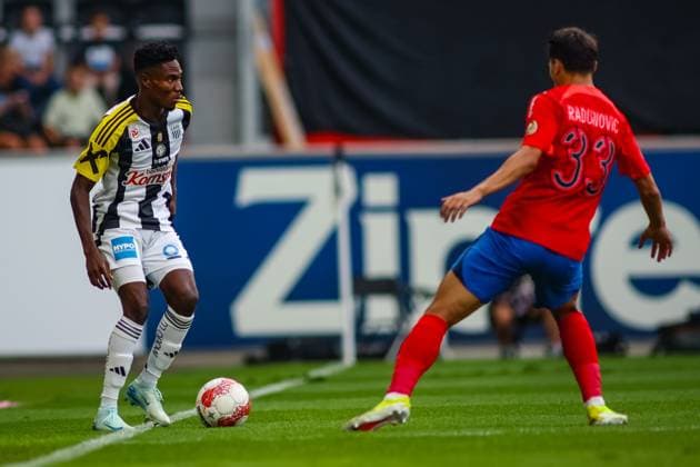 SOCCER - UEFA EL, LASK vs Bukarest LINZ,AUSTRIA,22.AUG.24 - SOCCER - UEFA Europa League, qualification, Linzer ASK vs FCSB Bukarest. Image shows Moses Usor (LASK).  GEPAxpictures xManuelxBinder