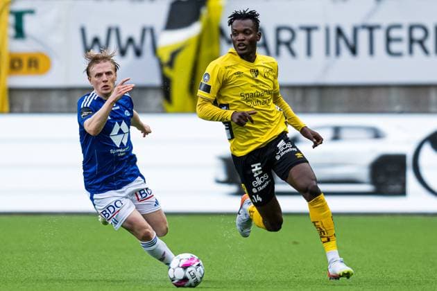 240822 Mats Moller Daehli of Molde and Jalal Abdullai of Elfsborg during the UEFA Europa League play-off match between Molde and Elfsborg on August 22, 2024 in Molde. Photo: Marius Simensen BILDBYRAN COP 238 bbeng elfsborg football fotball fotboll molde play-off uefa europa league Copyright: MARIUSxSIMENSEN BB240822BB197