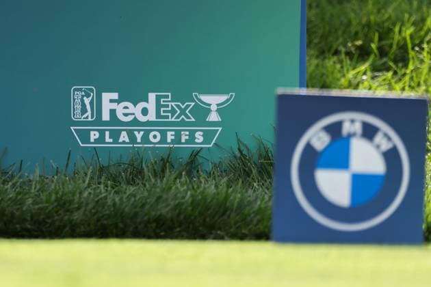 CASTLE ROCK, CO - AUGUST 22: A view of the FedEx Cup Playoffs logo during the first round of the BMW Championship on August 22, 2024 at Castle Pines Golf Club in Castle Rock, CO. (Photo by Scott Winters Icon Sportswire) GOLF: AUG 22 PGA, Golf Herren FedExCup Playoffs - BMW Championship EDITORIAL USE ONLY Icon2408220133