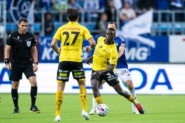 240822 Timothy Noor Ouma of Elfsborg during the UEFA Europa League play-off match between Molde and Elfsborg on August 22, 2024 in Molde. Photo: Marius Simensen BILDBYRAN COP 238 bbeng elfsborg football fotball fotboll molde play-off uefa europa league Copyright: MARIUSxSIMENSEN BB240822BB236