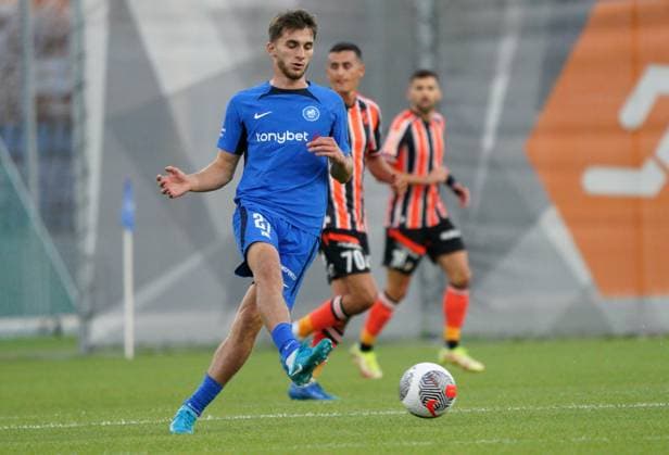 22.08.2024, Riga, Latvia. Latvia™s RFS Adam Marhiev during his UEFA Europa League play offs game between RFS (Latvia) and APOEL (Cyprus). Foto: Roman Koksarov Riga Latvia Copyright: xRomÄnsxKokÅ¡arovsx soc_RFS-APOEL20240822rk283.JPG