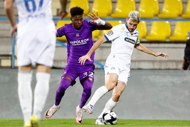 Dinamo Minsk v RSC Anderlecht - UEFA Europa League MEZOKOVESD, HUNGARY - AUGUST 22 : Angulo Nilson forward of RSC Anderlecht pictured during the UEFA Europa League Play-offs1st leg match between Dinamo Minsk and RSC Anderlecht on August 22, 2024 in Mezokovesd, Hungary, 22 08 2024 Mezokovesd Hungary  Copyright: xJanxDexMeuleneirx