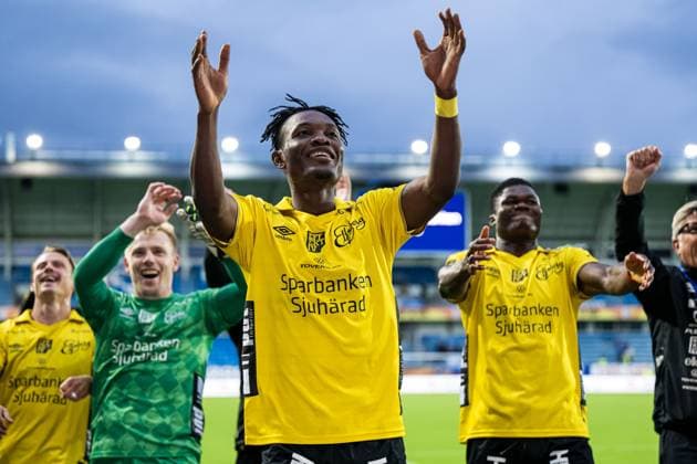 240822 Jalal Abdullai of Elfsborg celebrates after the UEFA Europa League play-off match between Molde and Elfsborg on August 22, 2024 in Molde. Photo: Marius Simensen BILDBYRAN COP 238 bbeng elfsborg football fotball fotboll jubel molde play-off uefa europa league Copyright: MARIUSxSIMENSEN BB240822BB308
