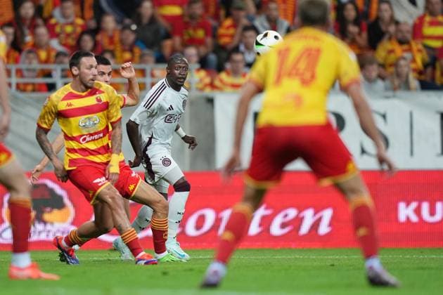 BIALYSTOK, 22-08-2024, Bialystok City Stadium, football, UEFA Europa League Play Offs, season 2024 2025, Jagiellonia Bialystok - Ajax. Ajax player Carlos Forbs Jagiellonia Bialystok - Ajax  x26087861x Copyright: