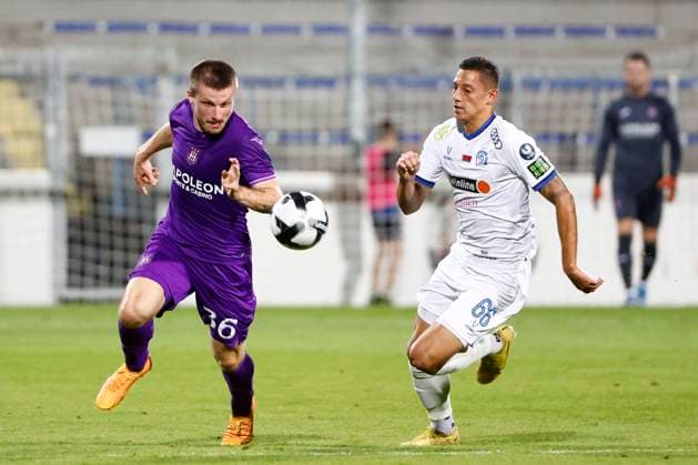 Dinamo Minsk v RSC Anderlecht - UEFA Europa League MEZOKOVESD, HUNGARY - AUGUST 22 : Dreyer Anders forward of RSC Anderlecht pictured during the UEFA Europa League Play-offs1st leg match between Dinamo Minsk and RSC Anderlecht on August 22, 2024 in Mezokovesd, Hungary, 22 08 2024 Mezokovesd Hungary  Copyright: xJanxDexMeuleneirx