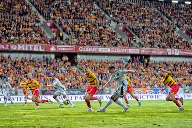 BIALYSTOK, 22-08-2024, Bialystok City Stadium, football, UEFA Europa League Play Offs, season 2024 2025, Jagiellonia Bialystok - Ajax. Ajax player Mika Godts Jagiellonia Bialystok - Ajax  x26087960x Copyright: