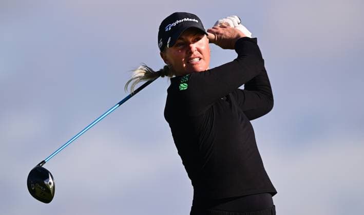 Charley Hull on the 16th Tee AIG Women s Open, Day Two, Golf, St. Andrews, Scotland, UK - 23 Aug 2024  Copyright: xGreigxCowie Shutterstockx 14655508c