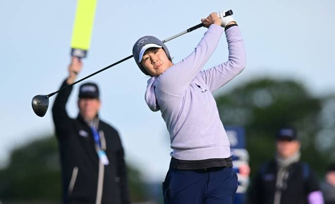 Andrea Lee on the 17th Tee AIG Women s Open, Day Two, Golf, St. Andrews, Scotland, UK - 23 Aug 2024  Copyright: xGreigxCowie Shutterstockx 14655508o