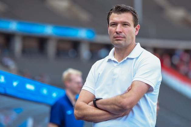 24.08.2024, xlakx, Fussball 2.Bundesliga, Hertha BSC Berlin - Jahn Regensburg emspor, v.l. Benjamin Weber (Hertha BSC Sportdirektor) (DFL DFB REGULATIONS PROHIBIT ANY USE OF PHOTOGRAPHS as IMAGE SEQUENCES and or QUASI-VIDEO) Daniel Lakomski Jan Huebner Berlin