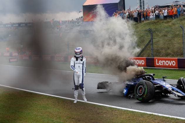 2 Logan Sargeant (USA, Williams Racing) after his crash, F1 Grand Prix of the Netherlands at Circuit Zandvoort on August 24, 2024 in Zandvoort, Netherlands. (Photo by HOCH ZWEI) Zandvoort Netherlands
