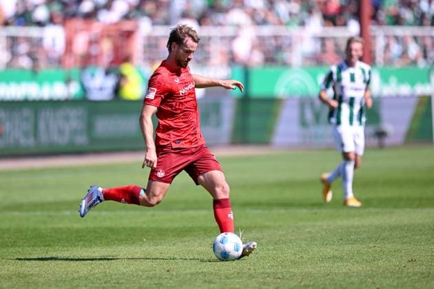 24.08.2024, Fussball, 2. Bundesliga, 3. Spieltag Saison 2024 2025, Preußen Münster - 1. FC Kaiserslautern, Jannis Heuer (1. FC Kaiserslautern) xRHR-FOTO TKx