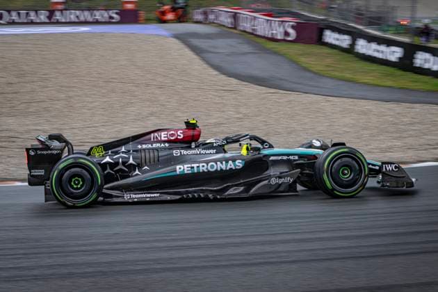 24th August 2024; Circuit Zandvoort, Zandvoort, North Holland, Netherlands; Formula 1 Heineken Dutch Grand Prix 2024; Qualifying Day; Lewis Hamilton (GBR) in the F1-W14 of Mercedes-AMG Petronas in the wet FP3 session  ActionPlus12684912 GodfreyxPitt
