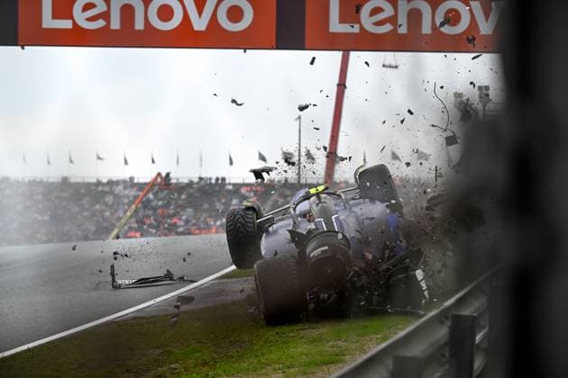 Crash of 2 Logan Sargeant (USA, Williams Racing), F1 Grand Prix of the Netherlands at Circuit Zandvoort on August 24, 2024 in Zandvoort, Netherlands. (Photo by HOCH ZWEI) Zandvoort Netherlands