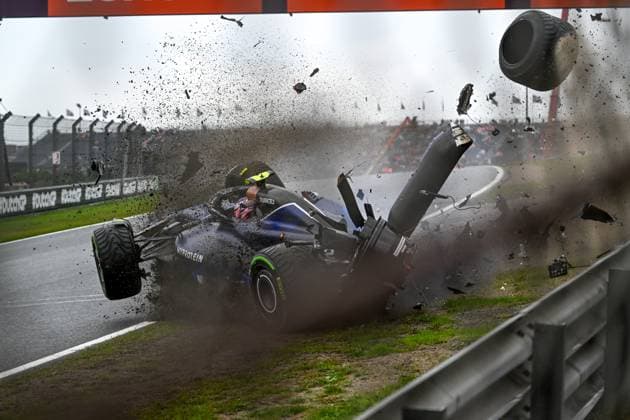 Crash of 2 Logan Sargeant (USA, Williams Racing), F1 Grand Prix of the Netherlands at Circuit Zandvoort on August 24, 2024 in Zandvoort, Netherlands. (Photo by HOCH ZWEI) Zandvoort Netherlands