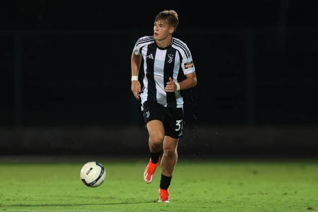 Biella, Italy, 23rd August 2024. David Puczka of Juventus during the Serie C match at Stadio Vittorio Pozzo - Alessandria, Torino. Picture credit should read: Jonathan Moscrop Sportimage EDITORIAL USE ONLY. No use with unauthorised audio, video, data, fixture lists, club league logos or live services. Online in-match use limited to 120 images, no video emulation. No use in betting, games or single club league player publications. SPI-3271-0081