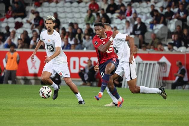Jonathan DAVID (LOSC Lille) lors du match LOSC Lille vs Angers SCO, Ligue 1, Decathlon Arena stade Pierre Mauroy, le 24 août 2024 FOOTBALL : LOSC Lille vs Angers SCO - Ligue 1 24 08 2024 LaurentSanson Panoramic 