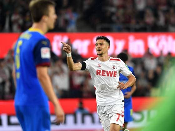 Koeln, Deutschland, 24.08.24: Dejan Ljubicic (1. FC Köln) Torjubel, jubelt nach seinem Treffer zum 2:0 waehrend des Spiels der 2. Bundesliga zwischen 1. FC Koeln vs Eintracht Braunschweig im Rhein-Energie-Stadion am 24. August 2024 in Koeln, Deutschland. (Foto von Ralf Treese DeFodi Images) Cologne, Germany, 24.08.24: Dejan Ljubicic (1. FC Köln) celebrates after scoring his team™s second goal during the 2. Bundesliga match between 1. FC Koeln vs Eintracht Braunschweig at Rhein-Energie-Stadium on August 24, 2024 in Cologne, Germany. (Photo by Ralf Treese DeFodi Images) DFB DFL REGULATIONS PROHIBIT ANY USE OF PHOTOGRAPHS AS IMAGE SEQUENCES AND OR QUASI-VIDEO. Defodi-521_KOEBRA20240824_039