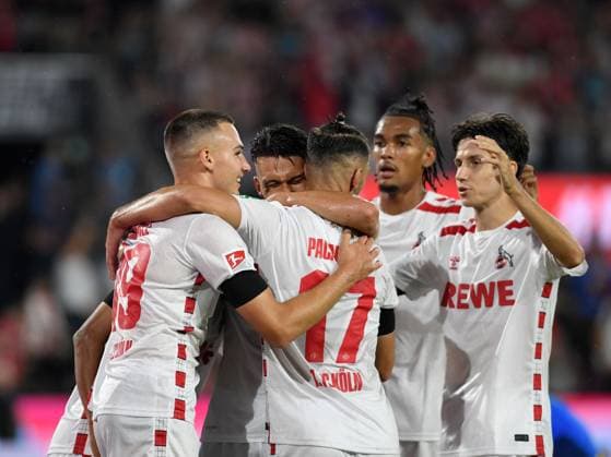 24.08.2024, Cologne, Germany, Rhein-Energie-Stadium, 1. FC Koeln vs Eintracht Braunschweig - 2. Bundesliga, Dejan Ljubicic (1. FC Köln) Torjubel, jubelt mit seiner Mannschaft nach dem Treffer zum 2:0 (Foto Ralf Treese) DFB DFL REGULATIONS PROHIBIT ANY USE OF PHOTOGRAPHS AS IMAGE SEQUENCES AND OR QUASI-VIDEO. Cologne Rhein-Energie-Stadium North Rhine-Westphalia Germany