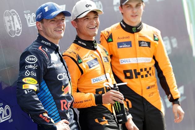 24.08.2024, Circuit Zandvoort, Zandvoort, Formula 1 Heineken Dutch Grand Prix 2024 , im Bild Poleposition für Lando Norris (GBR), McLaren F1 Team, 2.Startplatz für Max Verstappen (NLD), Oracle Red Bull Racing, 3.Startplatz für Oscar Piastri (AUS) Defodi-506_20240824_hbr_5026