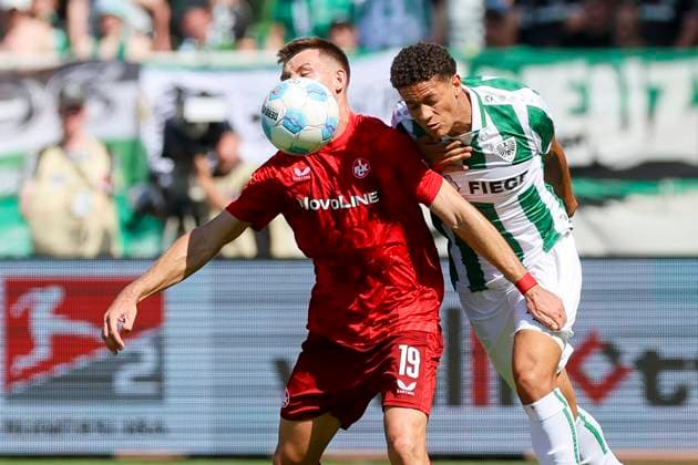 Daniel Hanslik (1. FC Kaiserslautern) und Andras Nemeth (SC Preussen Muenster) kaempfen um den Ball, 2. Bundesliga, Preußen Münster vs 1. FC Kaiserslautern, Preußenstadion am 24. August 2024 in Münster, Deutschland. (Foto von Marco Steinbrenner DeFodi Images) Daniel Hanslik (1. FC Kaiserslautern) und Andras Nemeth (SC Preussen Muenster) battle for the ball, 2. Bundesliga, Preußen Münster vs 1. FC Kaiserslautern, Preußenstadion, August 24, 2024 in Münster, Germany. (Photo by Marco Steinbrenner DeFodi Images) DFB DFL REGULATIONS PROHIBIT ANY USE OF PHOTOGRAPHS AS IMAGE SEQUENCES AND OR QUASI-VIDEO. Defodi-700_scp_fcK_20240824_189