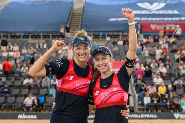 Beach Pro Tour - Elite 16 Hamburg, 25.08.2024 Tanja Hüberli (SUI), Nina Brunner (SUI); Beach Pro Tour - Elite 16, Hamburg, Stadion Am Rothenbaum am 25.08.2024 Copyright: xBEAUTIFULxSPORTS PeterxWeberx