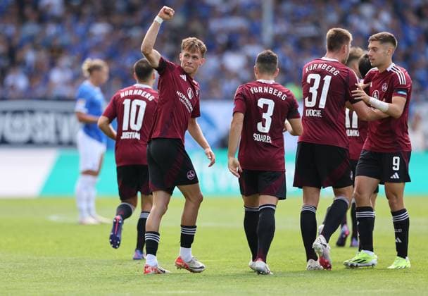 25.08.2024, xdcx, Fussball 2. Bundesliga, SV Darmstadt 98 - 1. FC Nürnberg, emonline, emspor, despor, v.l., Torjubel zum 1:1 durch Michal Sevcik (1. FC Nürnberg), Goal celebration, celebrate the goal DFL DFB REGULATIONS PROHIBIT ANY USE OF PHOTOGRAPHS AS IMAGE SEQUENCES AND OR QUASI-VIDEO.