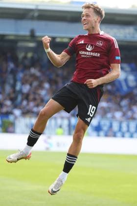 25.08.2024, xtvx, Fussball 2.Bundesliga, SV Darmstadt 98 - 1.FC Nürnberg emspor, v.l. Goal scored, Tor zum 1:1 Michal Sevcik (1. FC Nuernberg) Torjubel, Goal celebration, celebrate the goal, celebrates scoring (DFL DFB REGULATIONS PROHIBIT ANY USE OF PHOTOGRAPHS as IMAGE SEQUENCES and or QUASI-VIDEO) Darmstadt