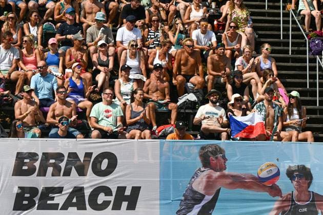 Beach volleyball, Beachvolleyball tournament of Futures category, Spain vs Czechia, on August 25, 2024, in Brno, Czech Republic. (CTKxPhoto VaclavxSalek) CTKPhotoP2024082503174  CTKPhotoP2024082503174