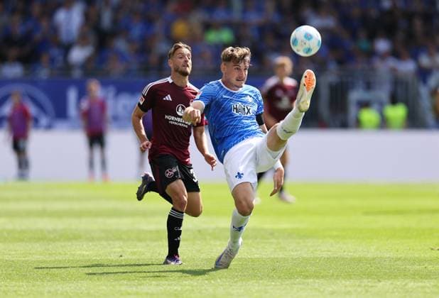 25.08.2024, xdcx, Fussball 2. Bundesliga, SV Darmstadt 98 - 1. FC Nürnberg, emonline, emspor, despor, v.l., Lukas Schleimer (1. FC Nürnberg), Matej Maglica (SV Darmstadt 98) DFL DFB REGULATIONS PROHIBIT ANY USE OF PHOTOGRAPHS AS IMAGE SEQUENCES AND OR QUASI-VIDEO.