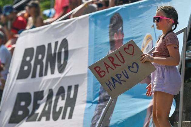 Beach volleyball, Beachvolleyball tournament of Futures category, Spain vs Czechia, on August 25, 2024, in Brno, Czech Republic. (CTKxPhoto VaclavxSalek) CTKPhotoP2024082503450  CTKPhotoP2024082503450