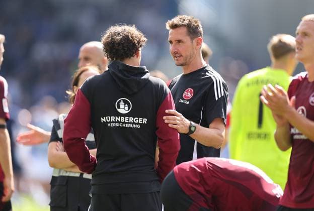 25.08.2024, xdcx, Fussball 2. Bundesliga, SV Darmstadt 98 - 1. FC Nürnberg, emonline, emspor, despor, v.l., Trainer Miroslav Klose (1. FC Nürnberg) DFL DFB REGULATIONS PROHIBIT ANY USE OF PHOTOGRAPHS AS IMAGE SEQUENCES AND OR QUASI-VIDEO.