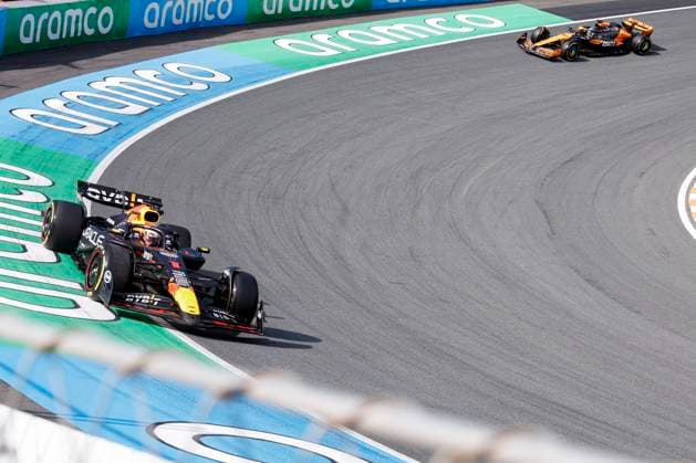 Max Verstappen of the Netherlands and Oracle Red Bull Racing and Oscar Piastri of Australia and McLaren Formula 1 Team during the F1 Grand Prix of Netherlands at Circuit Park Zandvoort on August 25, 2024 in Zandvoort, Netherlands. Defodi-704_MTB20240825F1MTBPhoto-7707