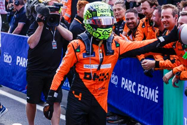 Winner Lando Norris of Great Britain and McLaren Formula 1 Team celebrates the victory during the F1 Grand Prix of Netherlands at Circuit Park Zandvoort on August 25, 2024 in Zandvoort, Netherlands. Defodi-704_MTB20240825F1MTBPhoto-5332