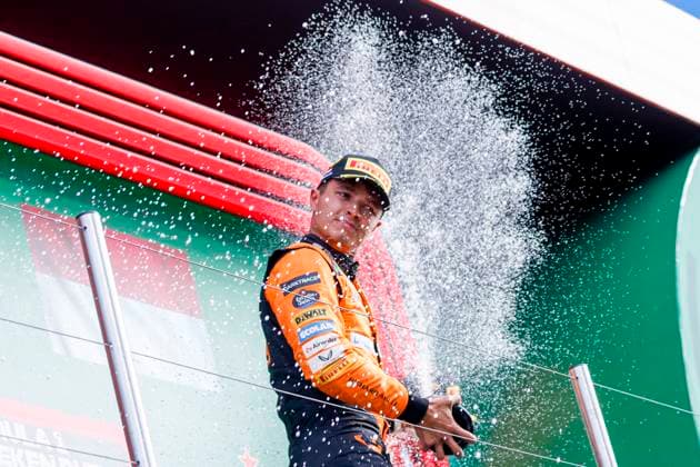 Podium Winner Lando Norris of Great Britain and McLaren Formula 1 Team celebrates the victory during the F1 Grand Prix of Netherlands at Circuit Park Zandvoort on August 25, 2024 in Zandvoort, Netherlands. Defodi-704_MTB20240825F1MTBPhoto-6277