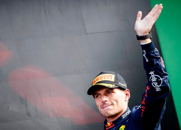 ZANDVOORT - Max Verstappen (Red Bull Racing) on the podium after the F1 Grand Prix of the Netherlands at the Circuit of Zandvoort. ANP SEM VAN DER WAL xVIxANPxSportx xxANPxIVx 506732029 originalFilename: 506732029.jpg