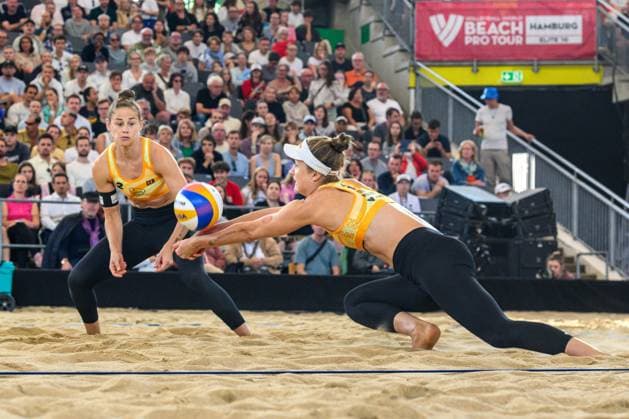 Beach Pro Tour - Elite 16 Hamburg, 25.08.2024 Svenja Mueller (GER), Cinja Tillmann (GER); Beach Pro Tour - Elite 16, Hamburg, Stadion Am Rothenbaum am 25.08.2024 Copyright: xBEAUTIFULxSPORTS PeterxWeberx