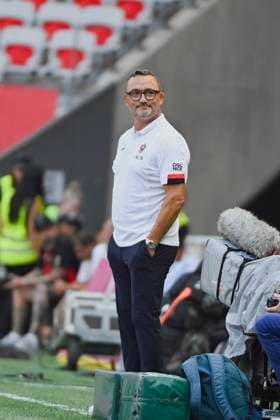 HAISE Franck (OGC Nice COACH). OGC Nice vs Toulouse FC, Ligue 1 in Allianz Riviera, NICE, France, on August 25, 2024. FOOTBALL : OGC Nice vs Toulouse FC - Ligue 1 - 25 08 25 FredDides Panoramic 