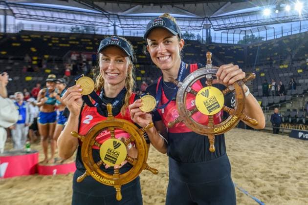 Beach Pro Tour - Elite 16 Hamburg, 25.08.2024 Nina Brunner (SUI), Tanja Hüberli (SUI); Beach Pro Tour - Elite 16, Hamburg, Stadion Am Rothenbaum am 25.08.2024 Copyright: xBEAUTIFULxSPORTS PeterxWeberx