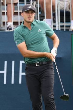 CASTLE ROCK, CO - AUGUST 25: PGA, Golf Herren golfer Ludvig Aberg plays his tee shot on the first hole during the final round of the PGA FedExCup BMW Championship on August 25th, 2024, at Castle Pines Golf Club in Castle Rock, Colorado. (Photo by Brian Spurlock Icon Sportswire) GOLF: AUG 25 PGA FedExCup Playoffs - BMW Championship EDITORIAL USE ONLY Icon24082525