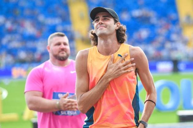 Sport Themen der Woche KW34 Sport Bilder des Tages 2024.08.25 Chorzow Lekkoatletyka Sezon 2024 Silesia Memorial Kamili Skolimowskiej - Diamentowa Liga na Stadionie Slaskim N z Gianmarco Tamberi Foto Marcin Bulanda PressFocus 2024.08.25 Chorzow Athletics Wanda Diamond League Season 2024 Silesia Memorial Kamili Skolimowskiej - Diamentowa Liga na Stadionie Slaskim Gianmarco Tamberi Credit: Marcin Bulanda PressFocus NEWSPIX.PL --- Newspix.pl  20240825xPF_MB1626