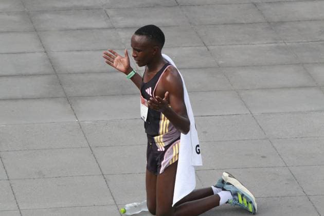 XLI Maraton de la Ciudad de Mexico Fancy Chemutai of Kenya reaches the finish line in first place in the women s elite category of the XLI Maraton de la Ciudad de Mexico 2024. on August 25, 2024 in Mexico City, Mexico. (Photo by Jose Luis Torales Eyepix Group) Copyright: xJosexLuisxTorales xEyepixxGroupx JLT_25082024_128766