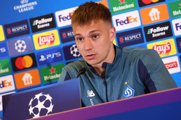 SOCCER - UEFA CL, RBS vs Kyiv SALZBURG,AUSTRIA,26.AUG.24 - SOCCER - UEFA Champions League, qualification, Red Bull Salzburg vs FC Dynamo Kyiv, preview, press conference, PK, Pressekonferenz Kyiv. Image shows Volodymyr Brazhko (Kyiv).  GEPAxpictures xDavidxGeieregger