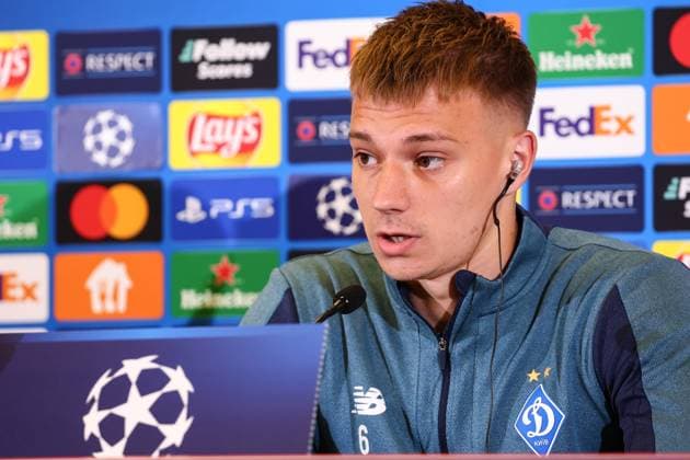 SOCCER - UEFA CL, RBS vs Kyiv SALZBURG,AUSTRIA,26.AUG.24 - SOCCER - UEFA Champions League, qualification, Red Bull Salzburg vs FC Dynamo Kyiv, preview, press conference, PK, Pressekonferenz Kyiv. Image shows Volodymyr Brazhko (Kyiv).  GEPAxpictures xDavidxGeieregger