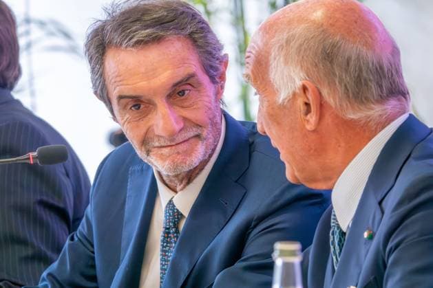 Attilio Fontana (President of Regione Lombardia) during Formula 1 - Pirelli Gran Premio d Italia 2024 - Conferenza Stampa, Formula 1 Championship in Monza, Italy, August 27 2024  Copyright: xLucaxRossini IPAxSportx xipa-agex xx IPA_49108326 IPA_Agency_IPA49108326