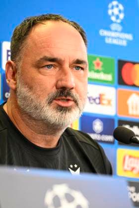 Coach of Slavia Prague Jindrich Trpisovsky speaks during the press conference, PK, Pressekonferenz prior to Champions League 4th qualifying round return match Slavia Prague vs OSC Lille in Prague, Czech Republic, August 27, 2024. (CTKxPhoto MichalxKamaryt) CTKPhotoP2024082705193  CTKPhotoP2024082705193