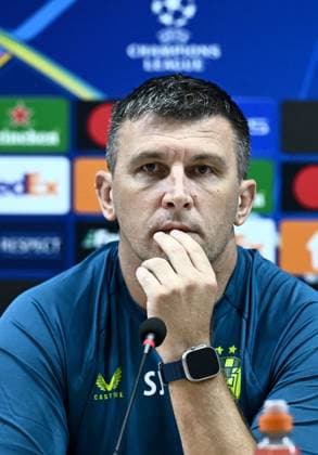 Dinamo Zagreb press conference, PK, Pressekonferenz Dinamo Zagreb Head Coach Sergej Jakirovic speaks during a press conference ahead UEFA Champions league Play-offs 2nd leg match between Qarabag and Dinamo Zagreb at Tofiq Bahramov Republican Stadium in Baku, Azerbaijan on August 27, 2024.  MarkoxLukunic PIXSELL