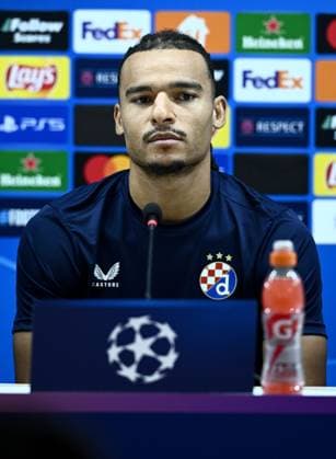 Dinamo Zagreb press conference, PK, Pressekonferenz Mmaee of Dinamo Zagreb speaks during a press conference ahead UEFA Champions league Play-offs 2nd leg match between Qarabag and Dinamo Zagreb at Tofiq Bahramov Republican Stadium in Baku, Azerbaijan on August 27, 2024.  MarkoxLukunic PIXSELL