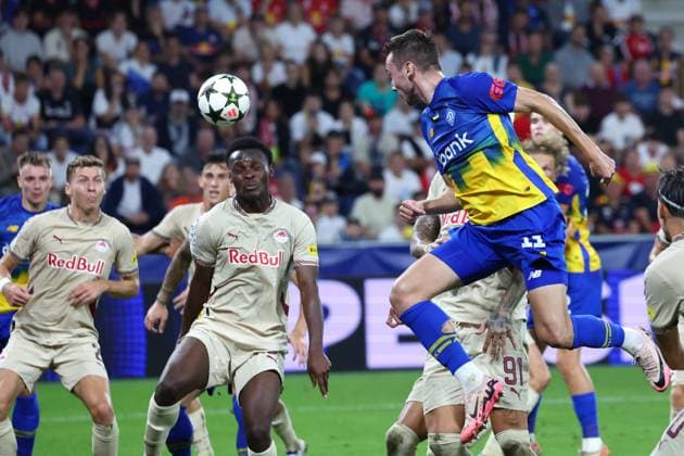 SOCCER - UEFA CL, RBS vs Kyiv SALZBURG,AUSTRIA,27.AUG.24 - SOCCER - UEFA Champions League, qualification, Red Bull Salzburg vs FC Dynamo Kyiv. Image shows Vladyslav Vanat (Kyiv).  GEPAxpictures xDavidxGeieregger