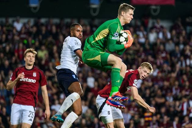 Sport Bilder des Tages 240827 goalkeeper Peter Vindahl of Sparta Prague during the UEFA Champions League football match between Sparta Prague and Malmö FF on August 27, 2024 in Prague. Photo: Mathilda Ahlberg BILDBYRAN kod MA MA0710 fotboll football soccer fotball champions league sparta prag malmö ff bbeng Copyright: MATHILDAxAHLBERG BB240827MA102