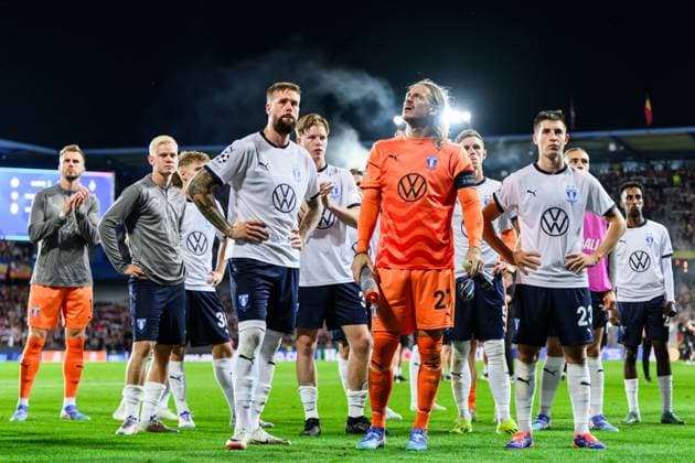 240827 during the UEFA Champions League football match between Sparta Prague and Malmö FF on August 27, 2024 in Prague. Photo: Mathilda Ahlberg BILDBYRAN kod MA MA0710 fotboll football soccer fotball champions league sparta prag malmö ff bbeng Copyright: MATHILDAxAHLBERG BB240827MA153